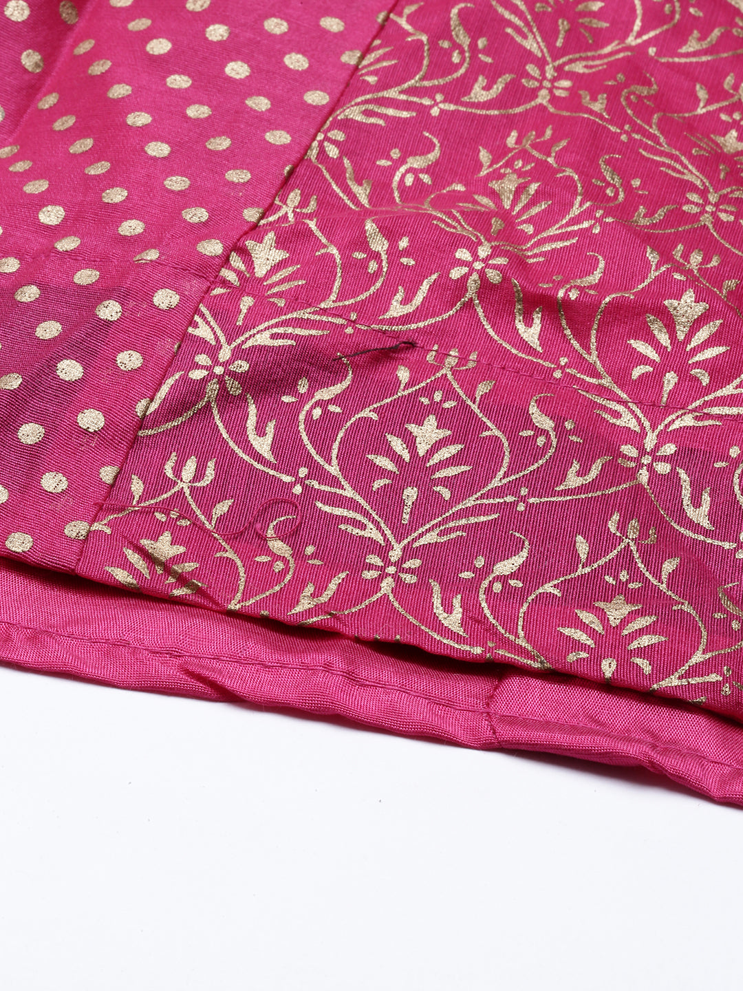 Neerus Pink Chanderi Cotton Embroidered Anarkali Kurta Set - side view