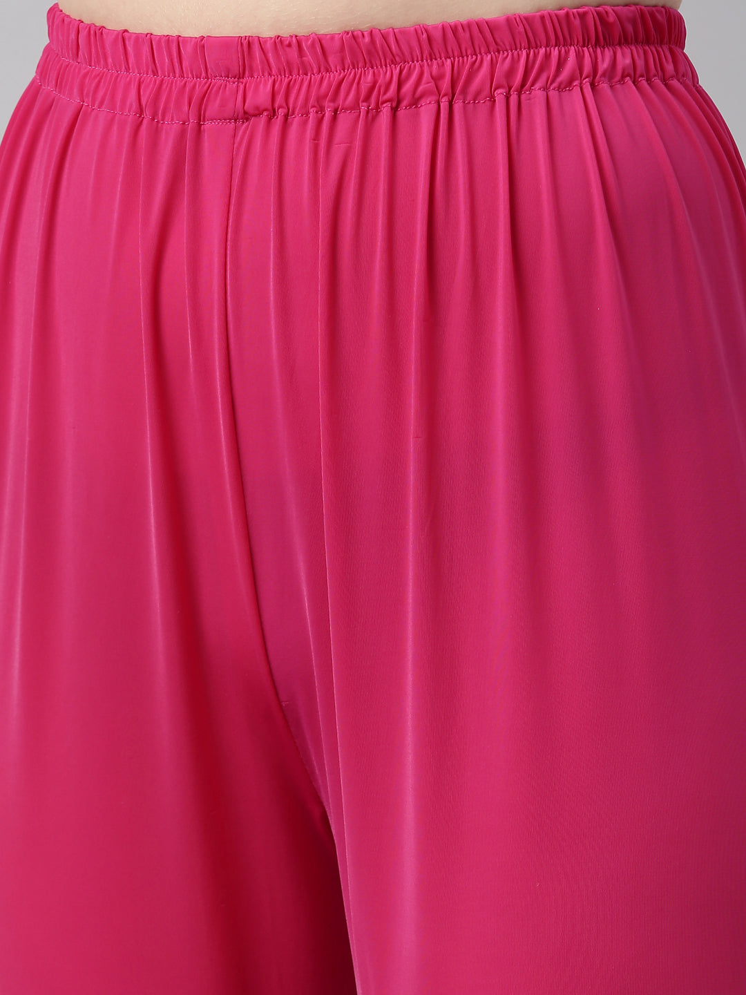 Neerus Pink Chanderi Cotton Embroidered Anarkali Kurta Set - detail view 4