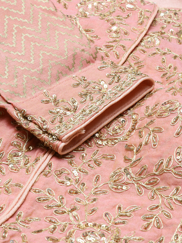 Neerus Orange Chanderi Printed Kurta Set - detail view 2