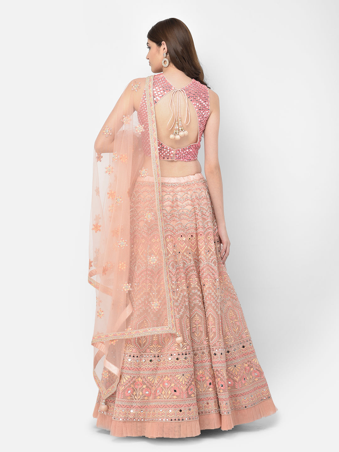 Neerus Pink net embellished lehenga choli - detail view 1