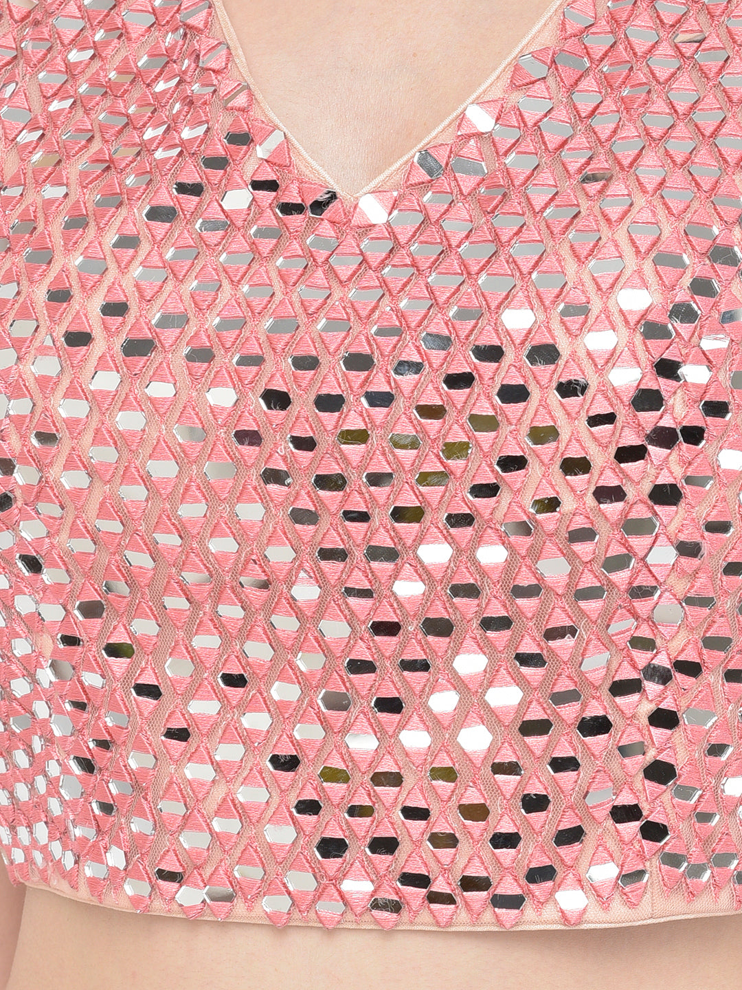 Neerus Pink net embellished lehenga choli - detail view 4