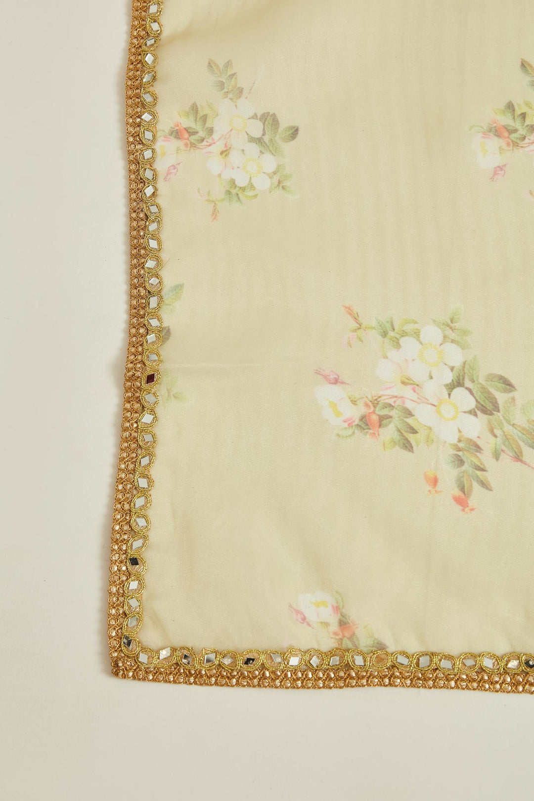 Neerus Green georgette embellished kurta set with sharara and dupatta - detail view 4