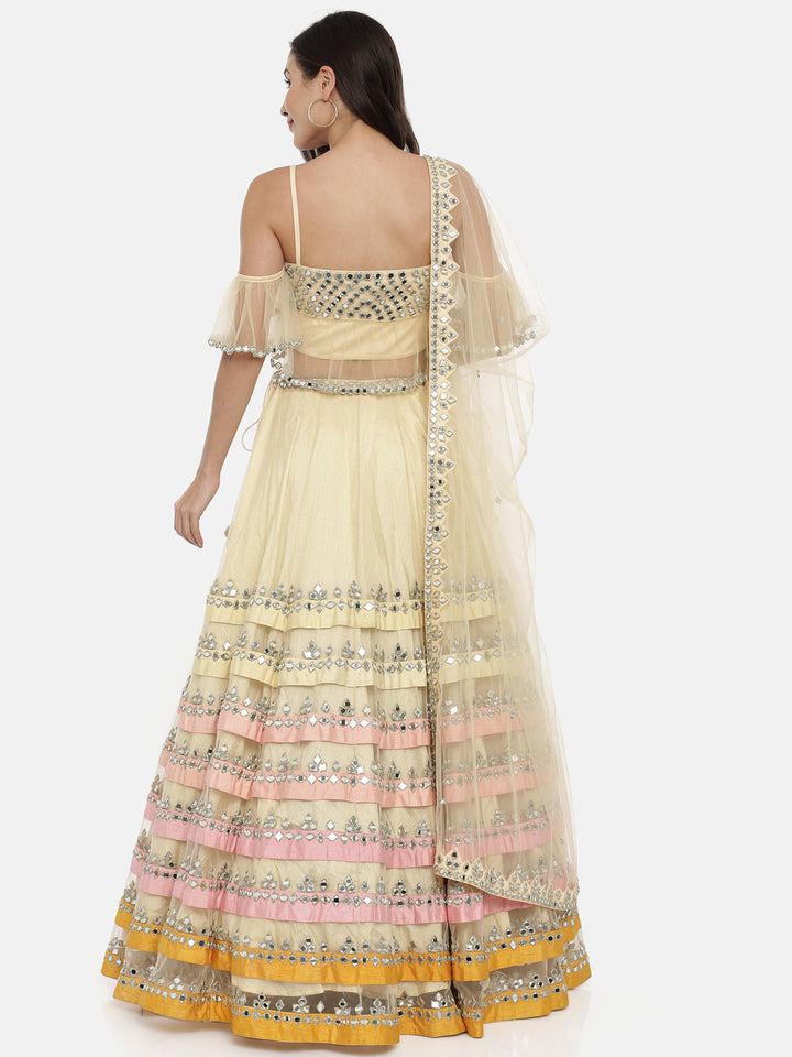 Neerus White net embellished lehenga ghagra set - detail view 3