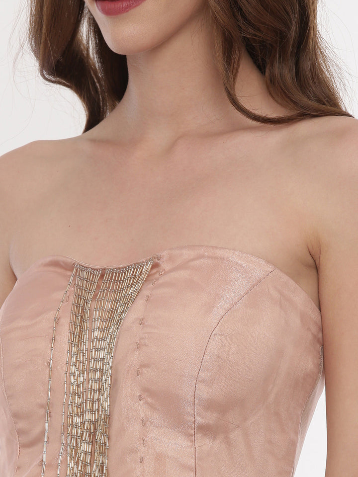 Neerus Pink net embellished lehenga set - back view