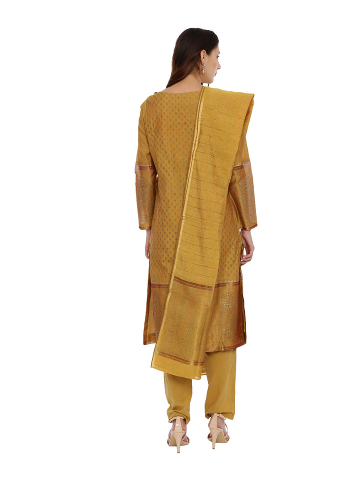 Neerus Yellow cotton printed kurta set - detail view 1
