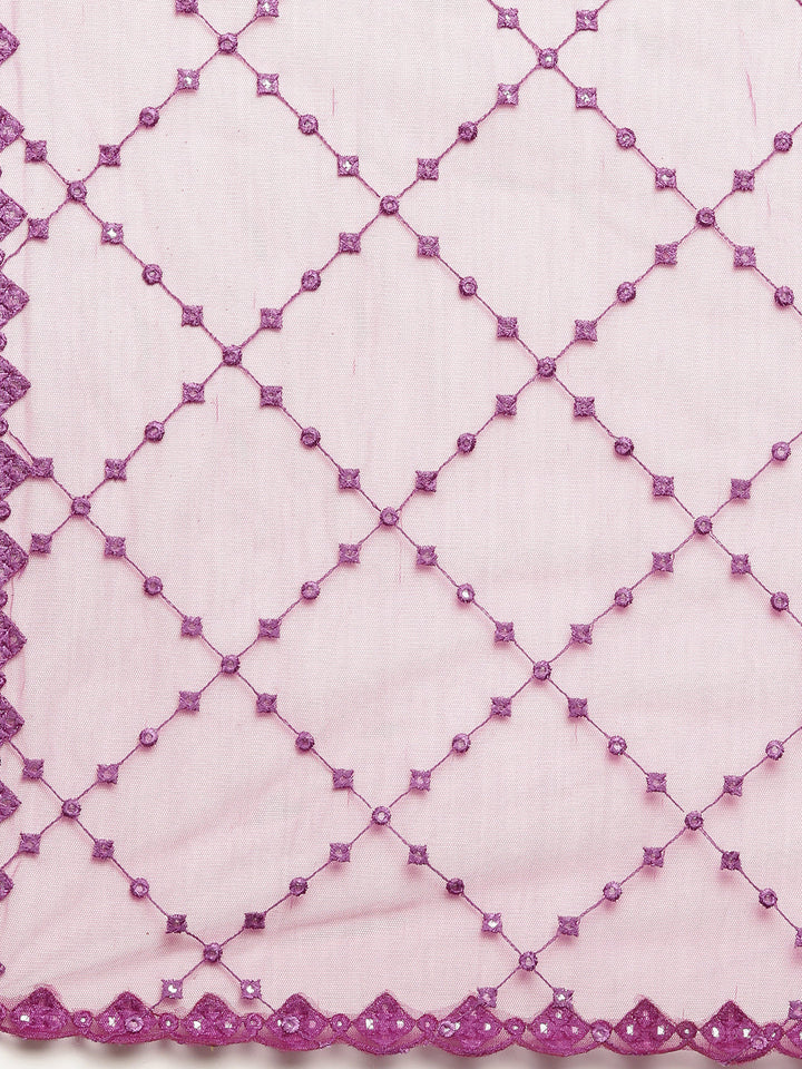 Neerus Maroon Chanderi Woven Lehenga Set - detail view 5