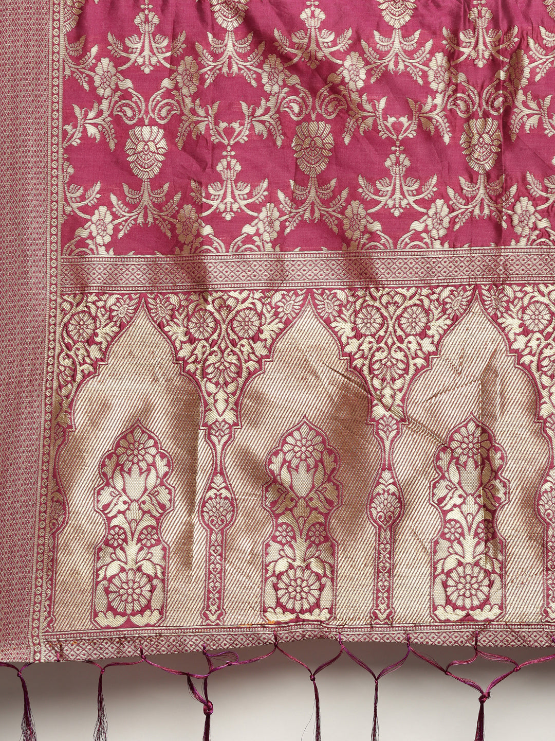 Neerus Purple embellished zari kurta set with palazzo and dupatta - detail view 4