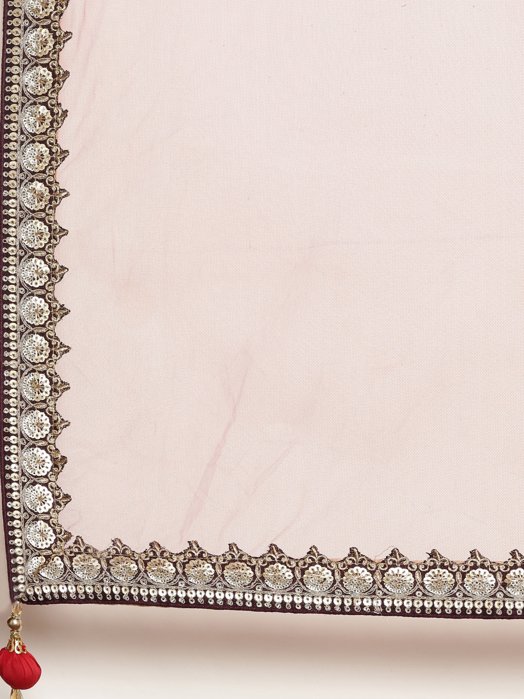 Neerus Red silk embellished lehenga set - detail view 5