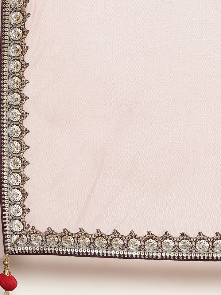 Neerus Red silk embellished lehenga set - detail view 5