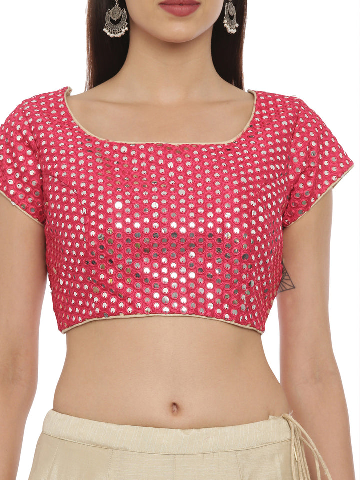 Neerus Pink georgette embellished lehenga set - side view