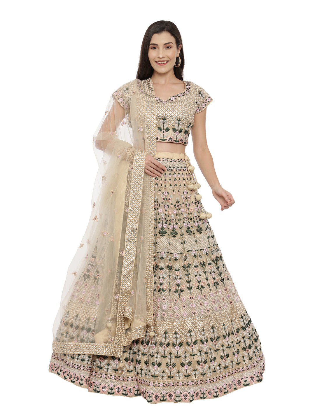 Neerus Gold net embellished lehenga set - front view