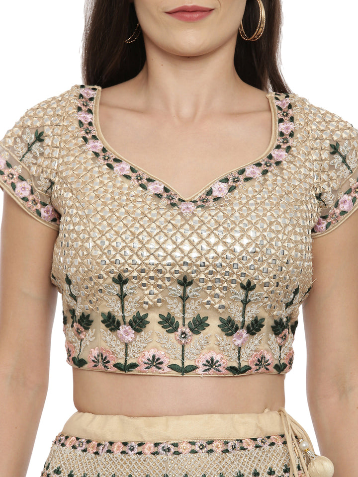 Neerus Gold net embellished lehenga set - side view