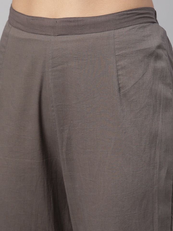 Neerus Grey cotton kurta set - detail view 1
