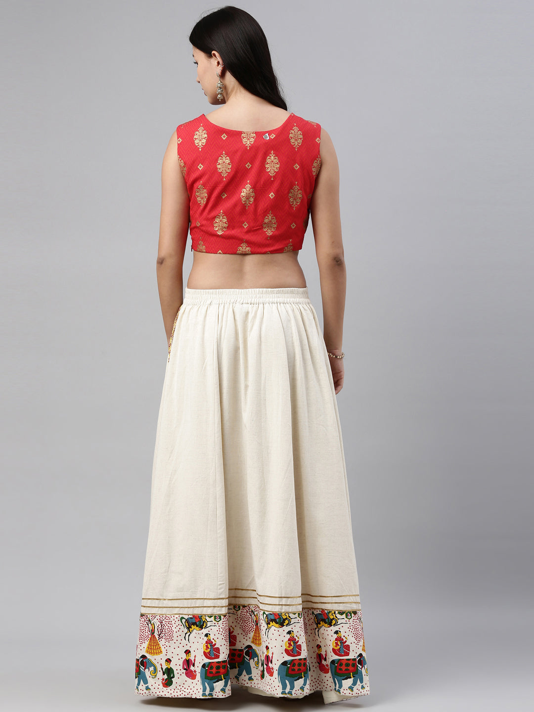 Neerus White rayon solid kurti crop top - detail view 1
