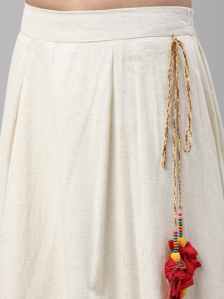 Neerus White rayon solid kurti crop top - detail view 2