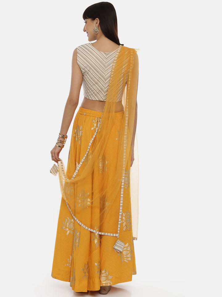 Neerus Beige embellished flared lehenga set - detail view 3