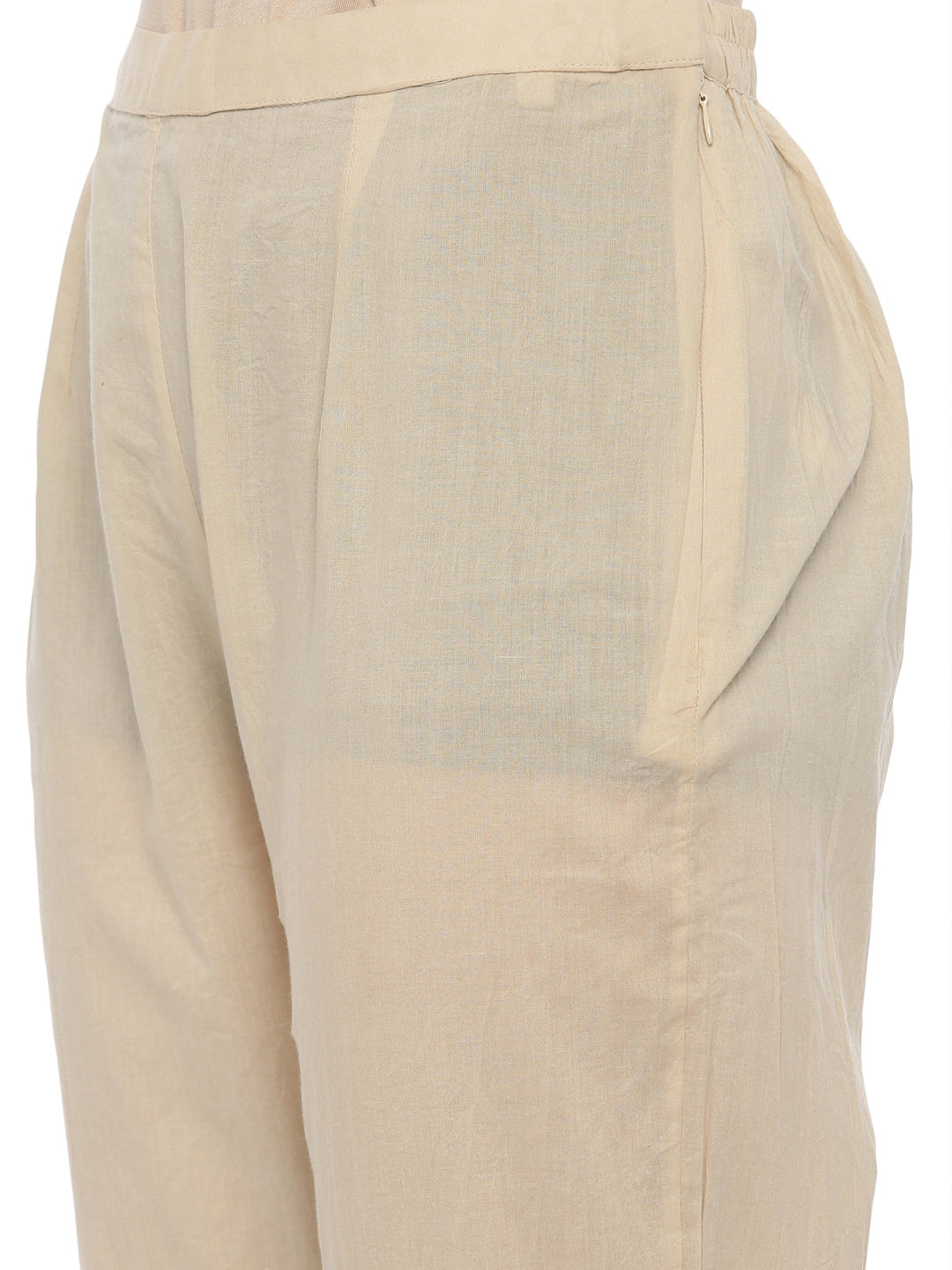 Neerus Beige embroidered kurta set with pant and dupatta - back view
