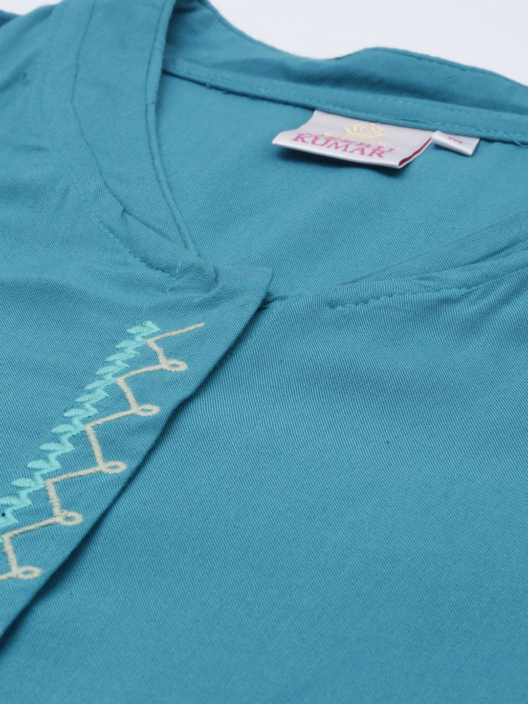 Neerus Blue rayon straight kurti - side view