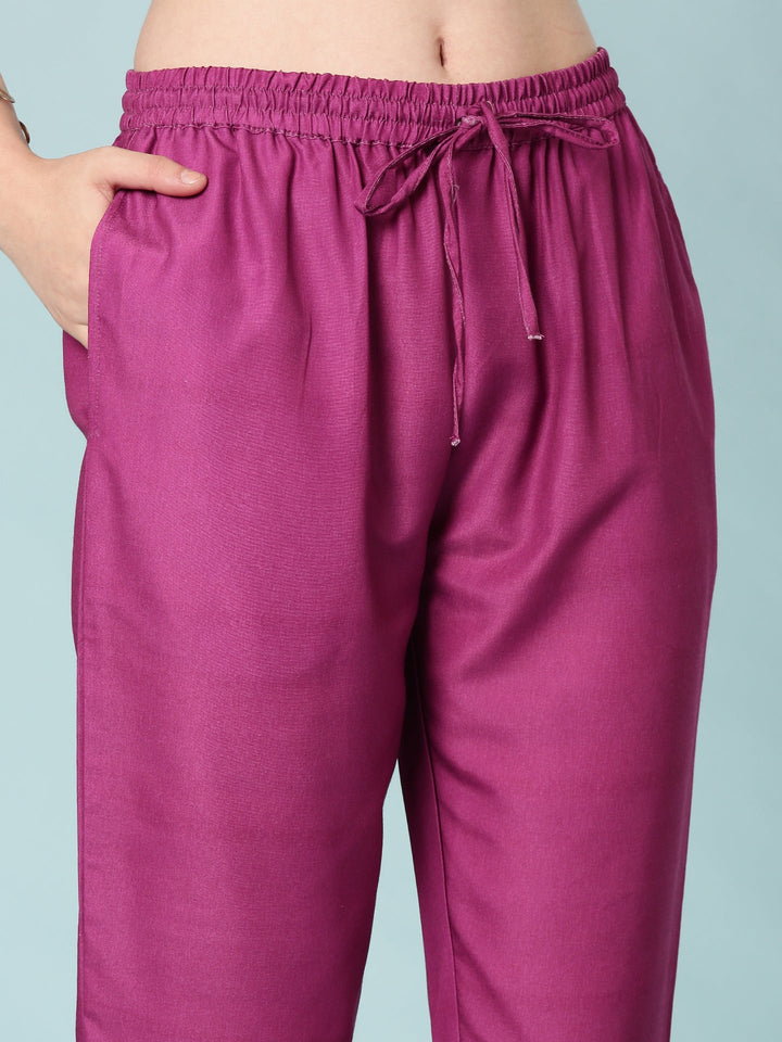 Purple Rayon Digital Print Three Piece Set