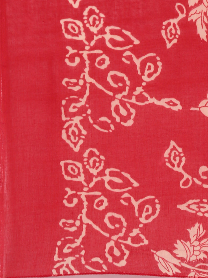 Red Modal Silk Floral Digital Print Three Piece Set