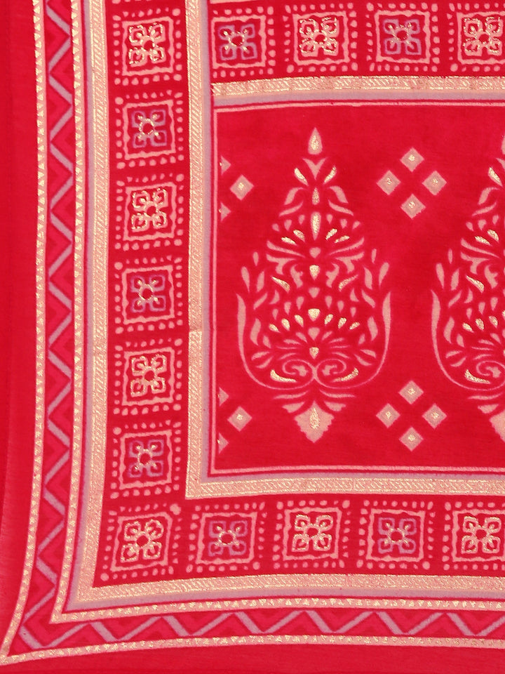 Rani Pink Modal Silk Digital Print Three Piece Set