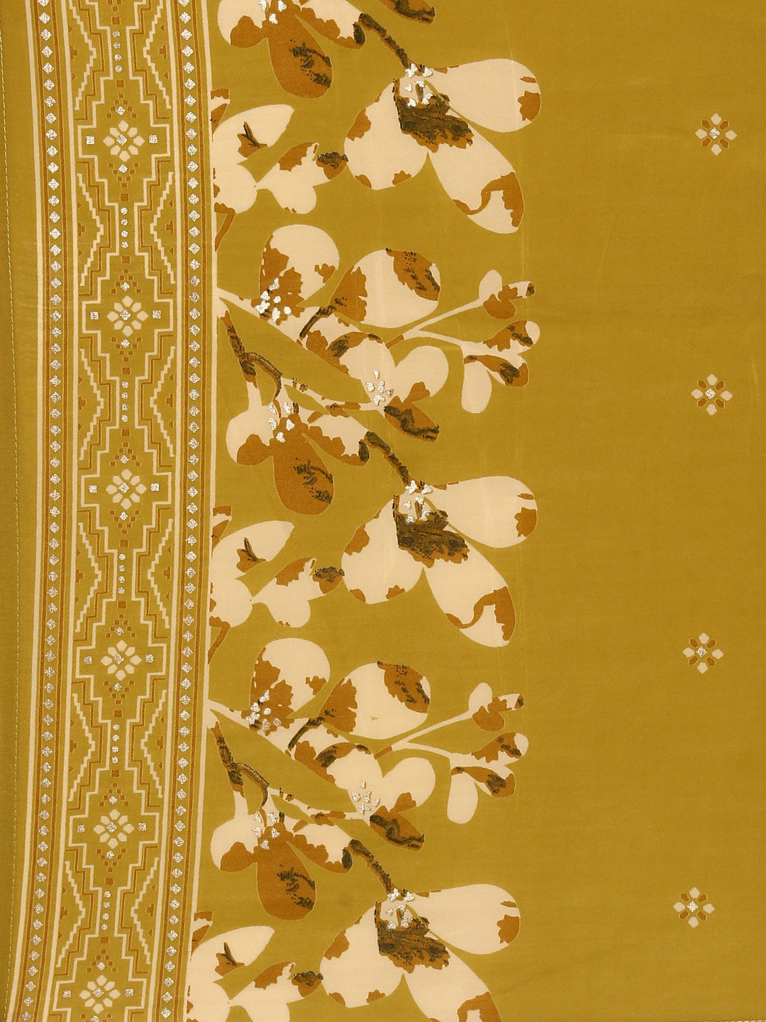 Neerus Green silk digital printed suit set - detail view 4