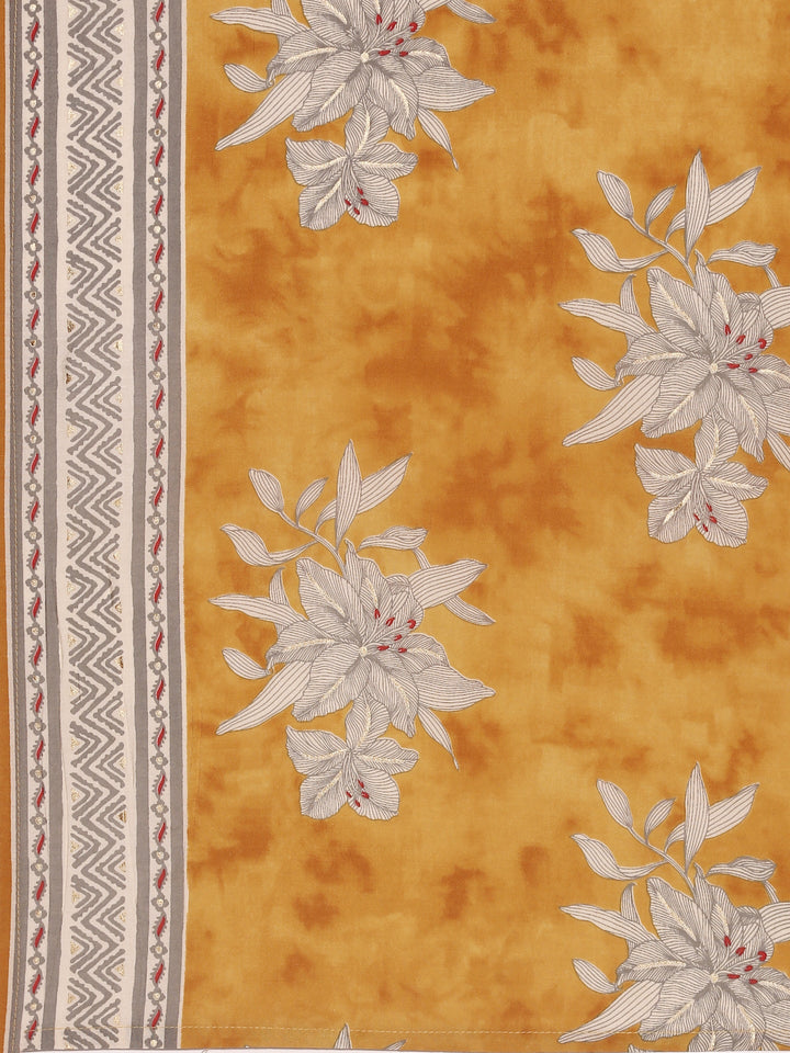 Neerus Yellow silk digital printed suit set - detail view 5