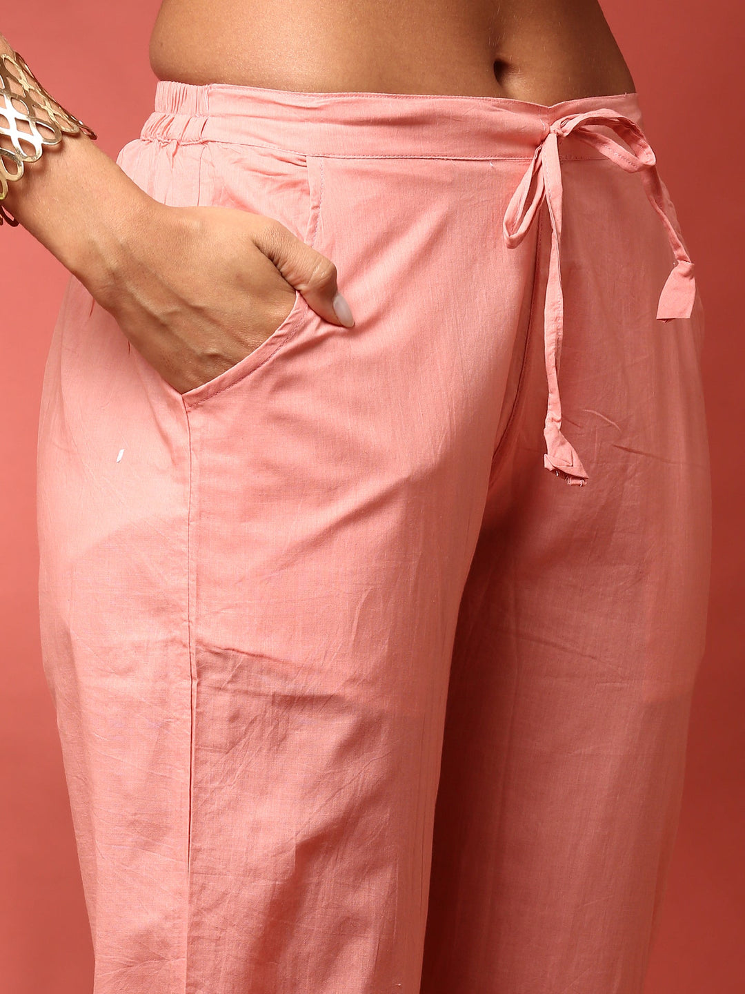 Neerus Orange cotton printed suit set - detail view 4