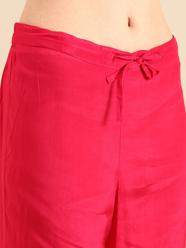 Pink muslin thread embroiderey three piece suit set