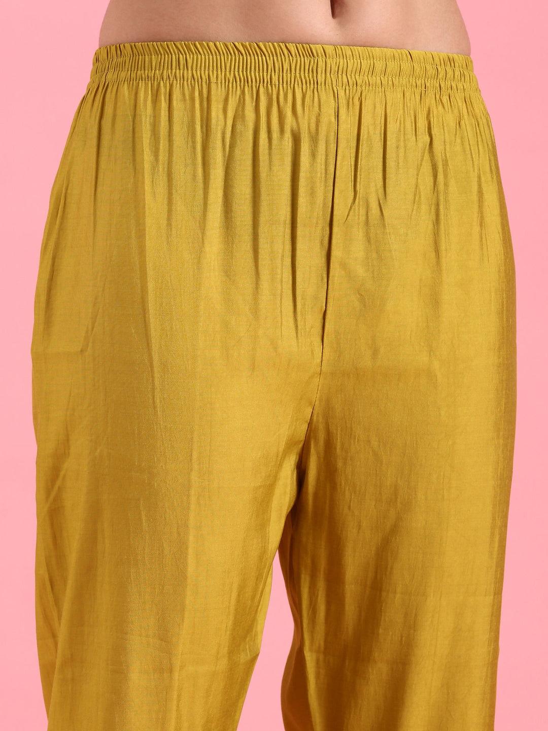 Neerus Green Chanderi embroidered A-line suit set - detail view 3