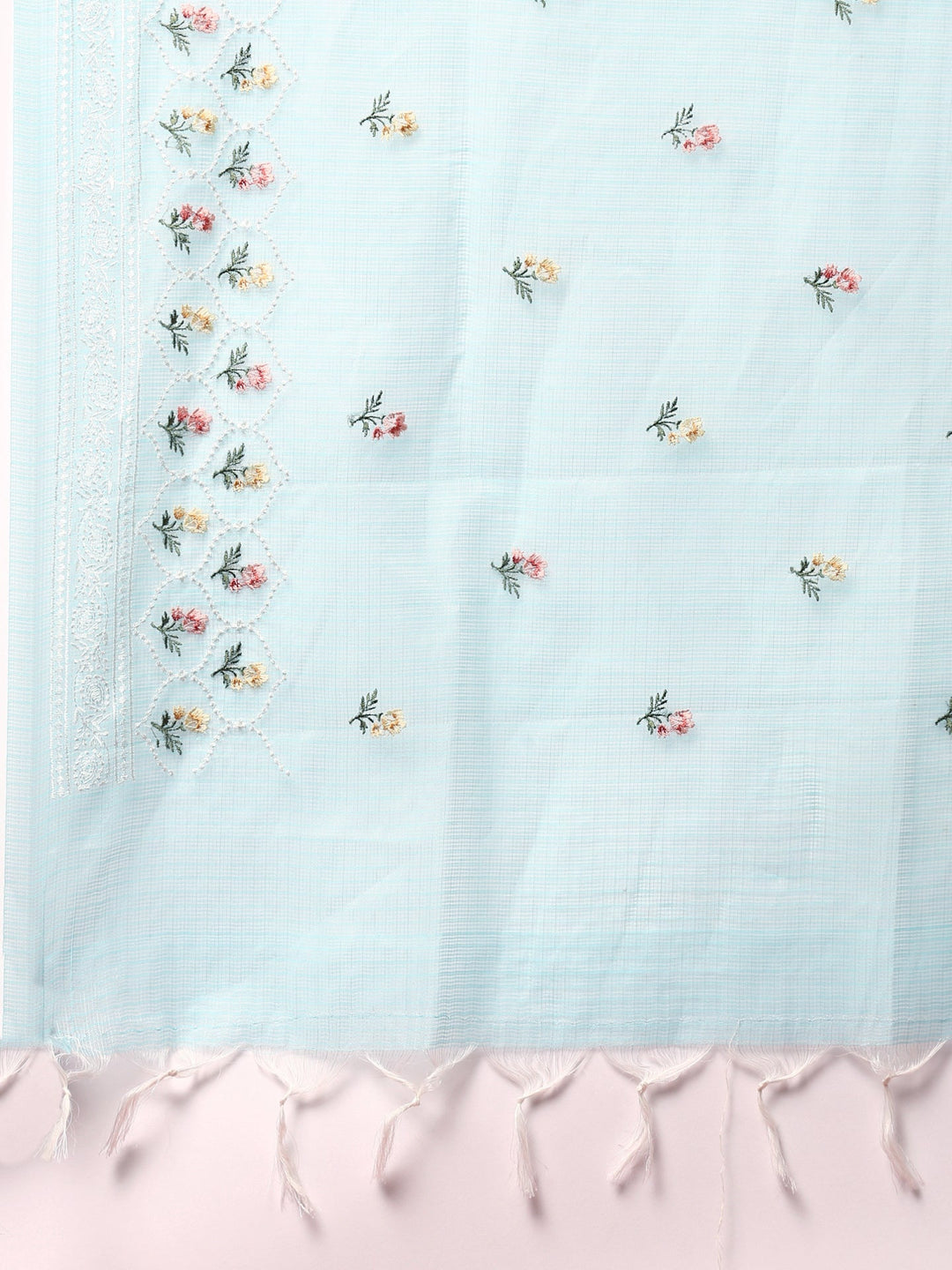 Neerus Blue Kota thread embroidered suit set - detail view 4