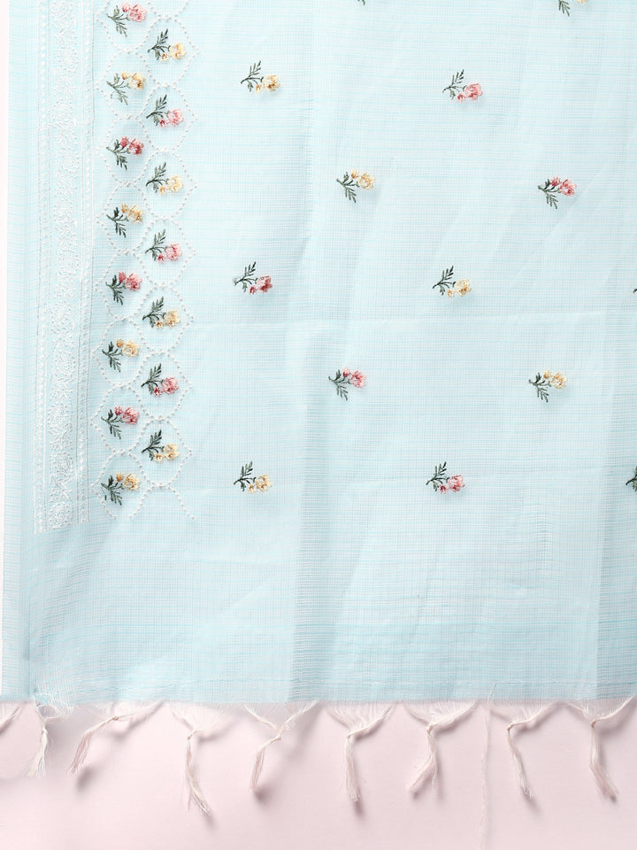 Neerus Blue Kota thread embroidered suit set - detail view 4