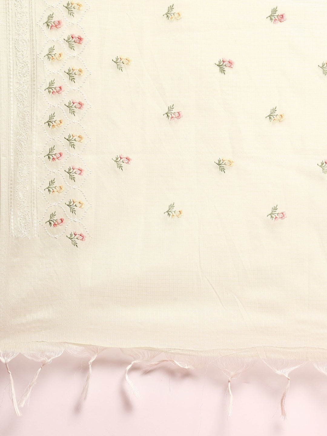 Neerus Green Kota thread embroidered suit set - detail view 5