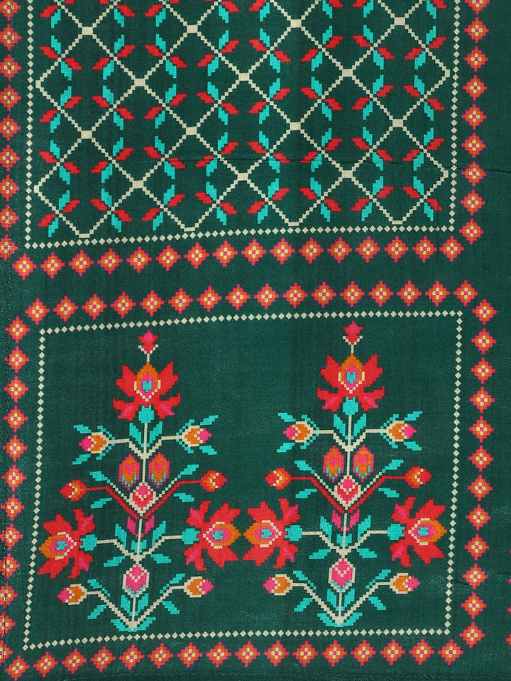 Neerus Green muslin digital printed suit set - detail view 4