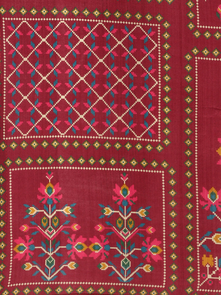 Neerus Maroon muslin digital printed suit set - detail view 5