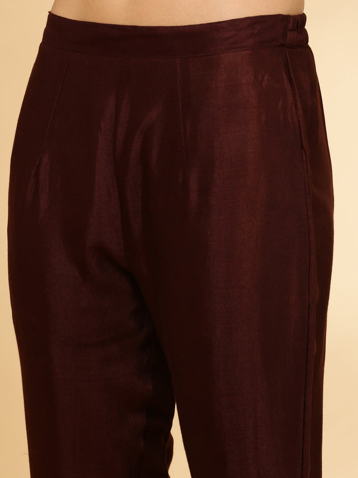 Choclate Crepe Printed Three Piece Set