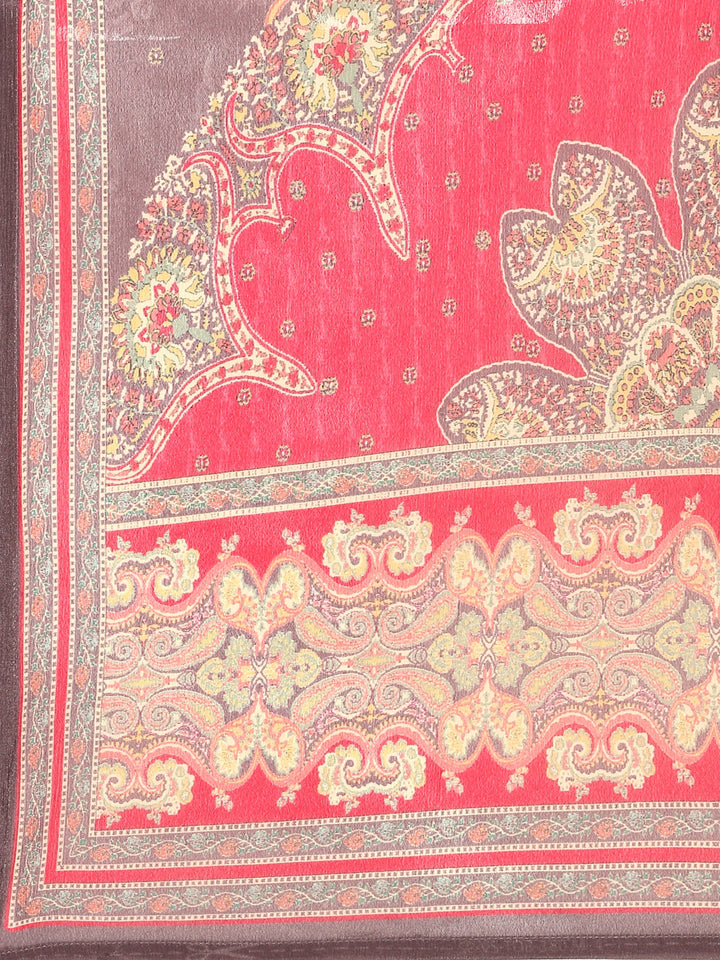 Light purple Digital printed three piece Crepe suit set