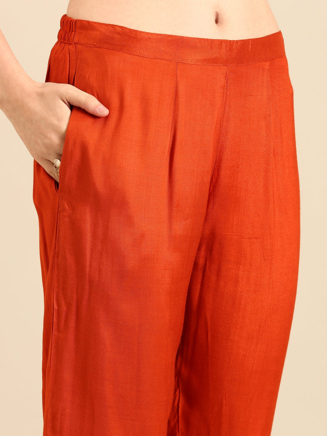 Neerus Orange Modal embellished suit set - detail view 3