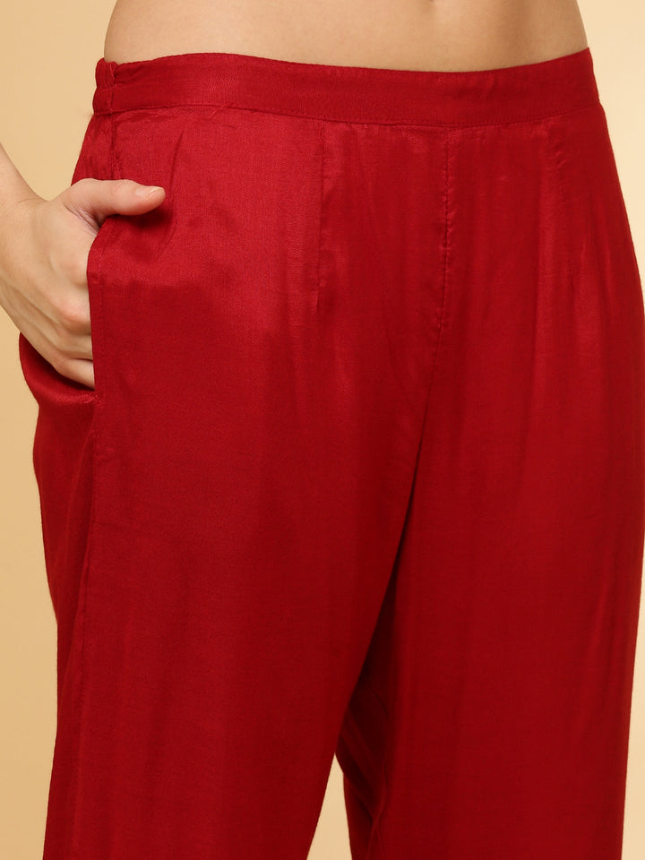 Dark Rust Chinnon Printed Three Piece Set