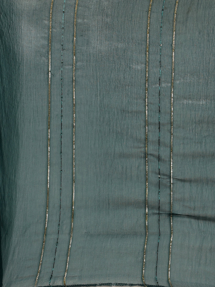 Neerus Green Chinon Printed Suit Set - detail view 4