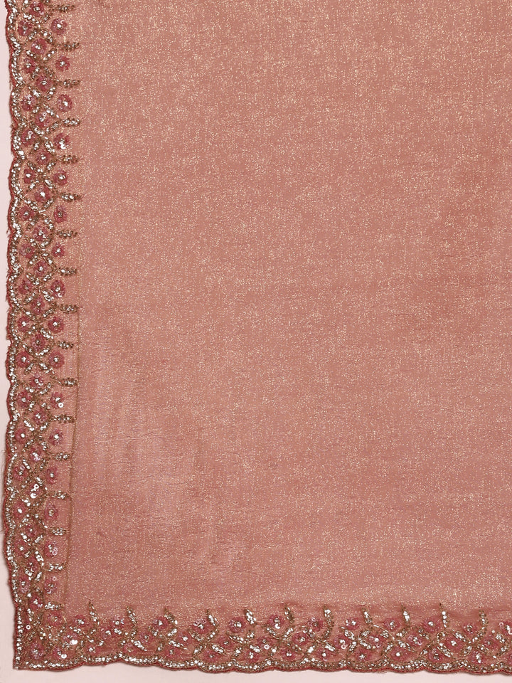 Pink Jacquard Embroidery Saree With Readymade Blouse