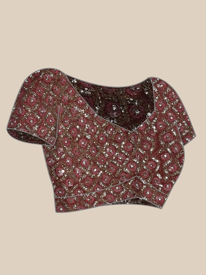 Neerus Pink Jacquard Embroidered Saree with Blouse - detail view 5