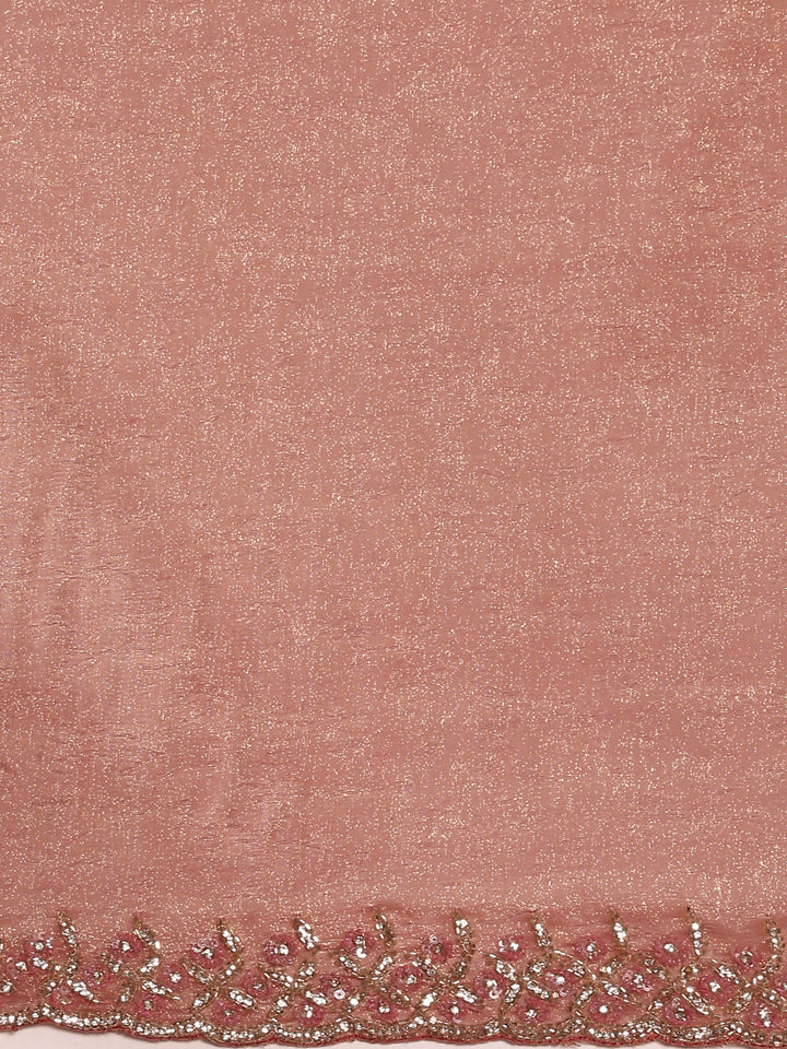 Pink Jacquard Embroidery Saree With Readymade Blouse