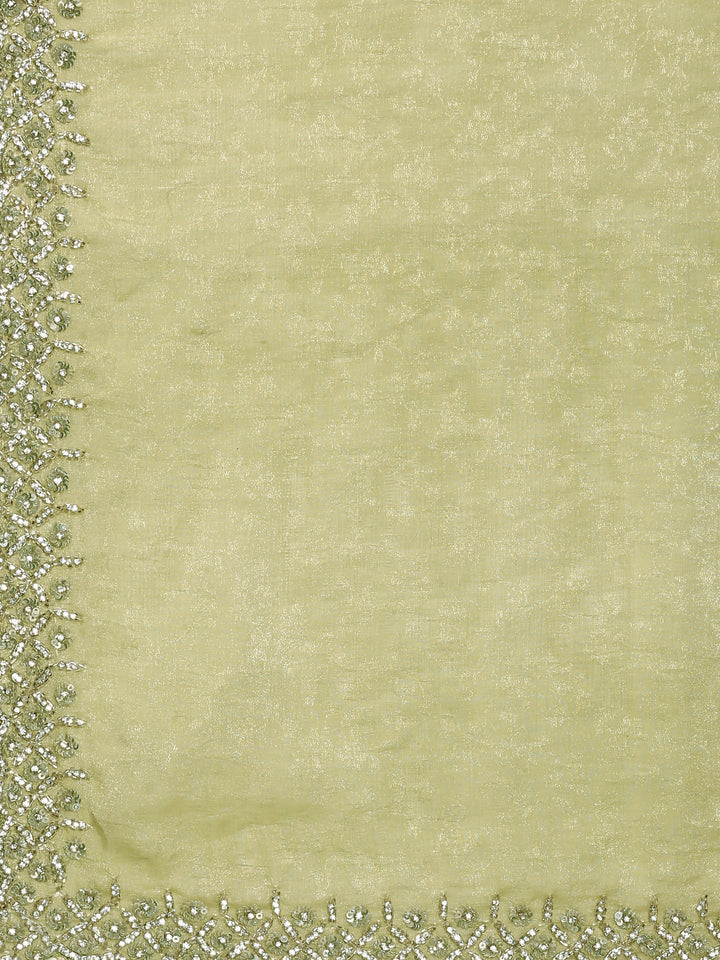 Neerus Green Jacquard Embroidered Saree with Blouse - detail view 4