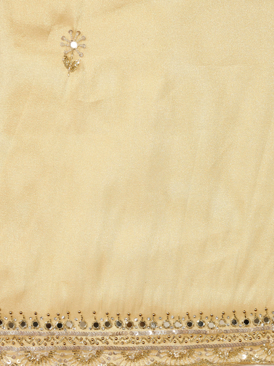 Neerus Yellow tissue embellished saree with mirror work - detail view 5
