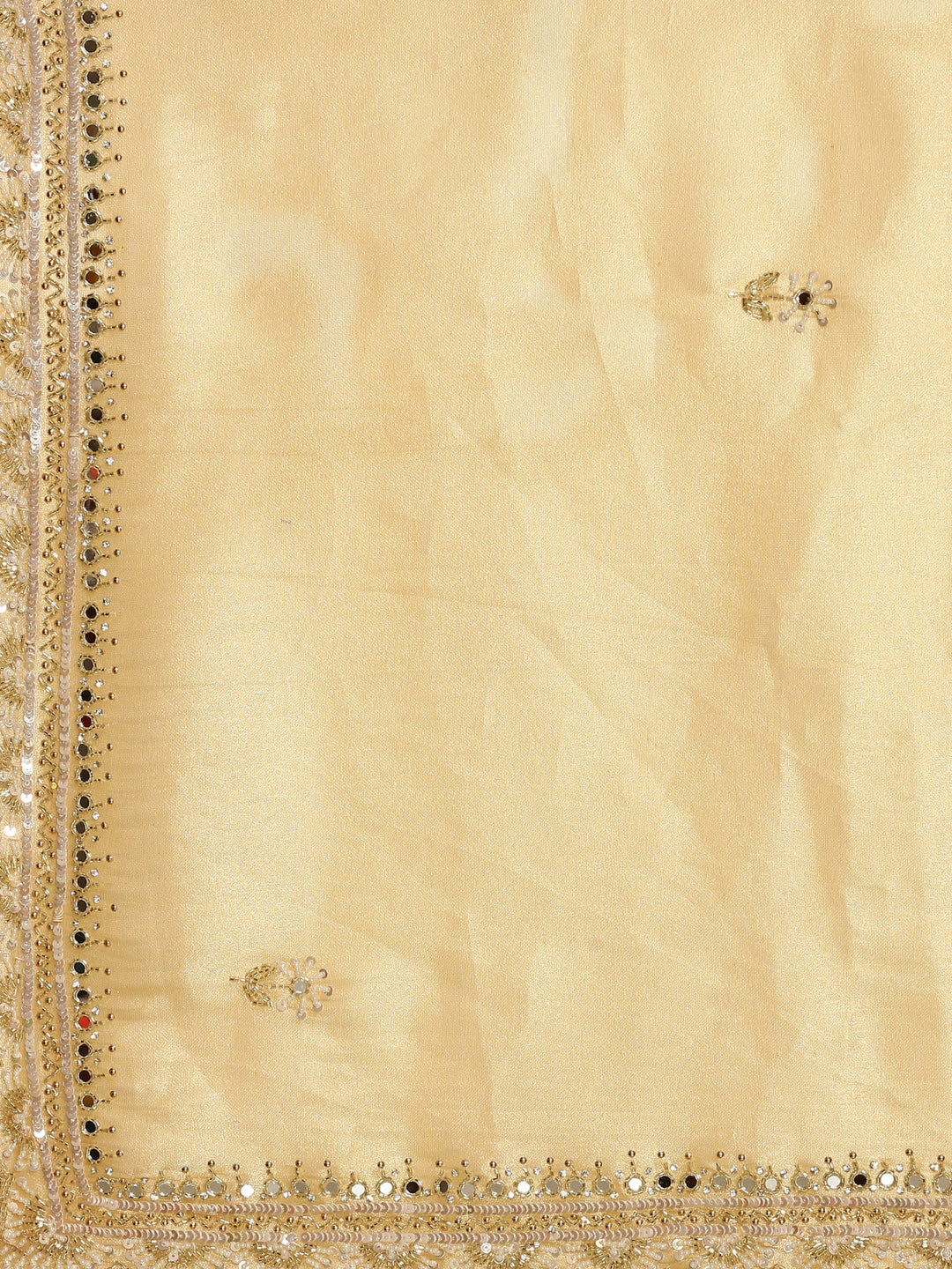 Neerus Yellow tissue embellished saree with mirror work - detail view 2