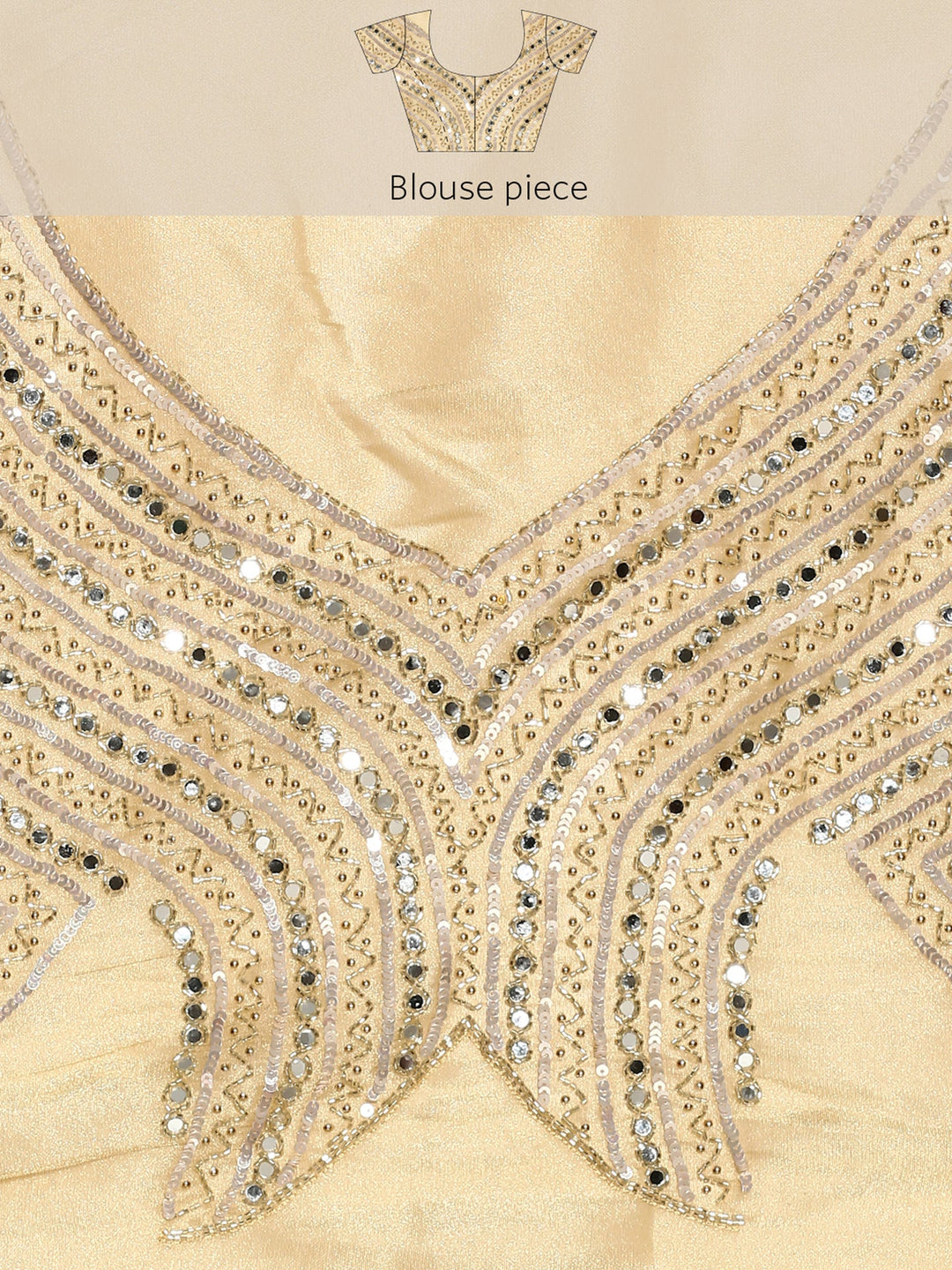 Neerus Yellow tissue embellished saree with mirror work - detail view 4