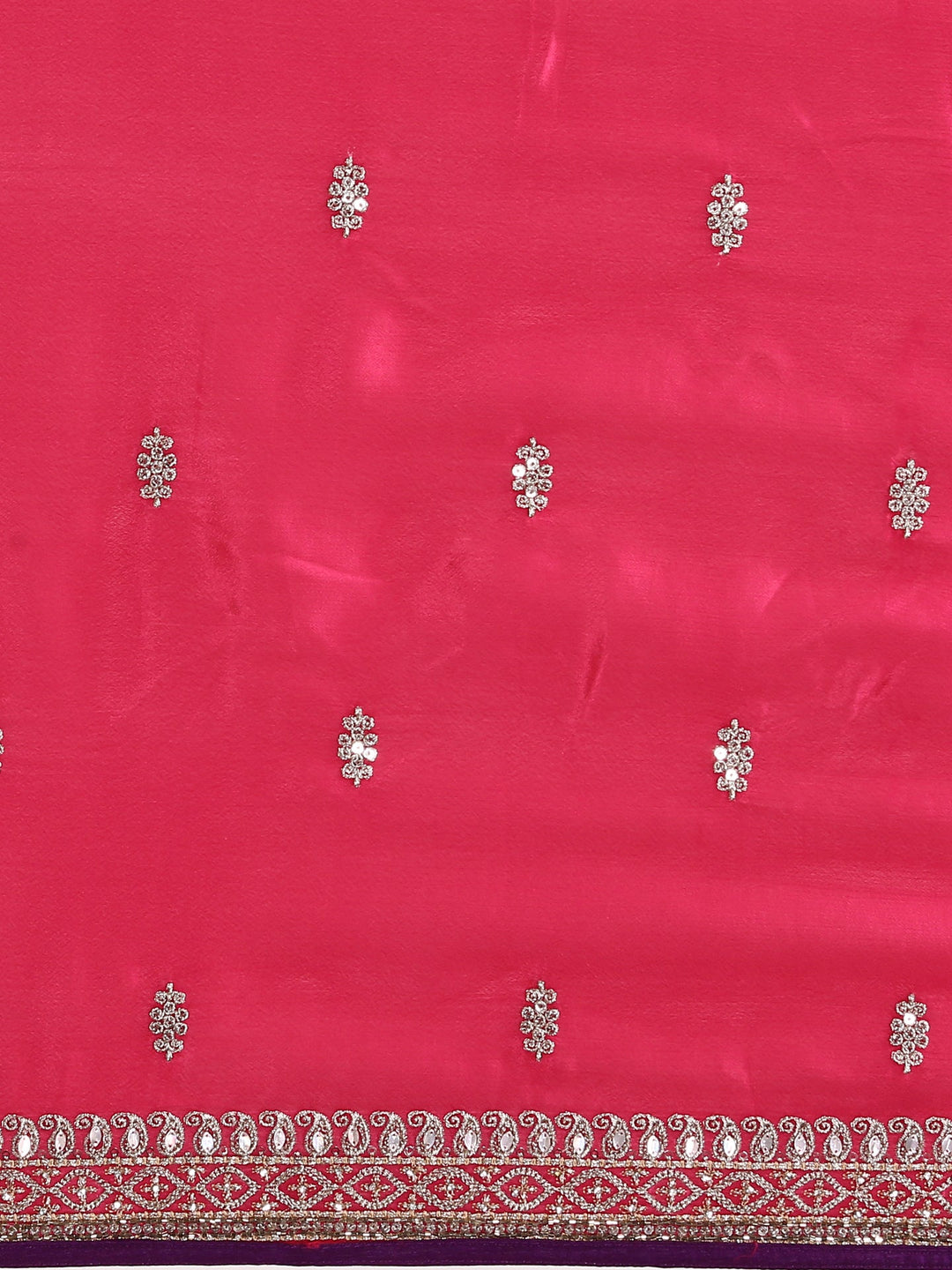 Neerus Purple crepe embroidered saree with blouse - detail view 3
