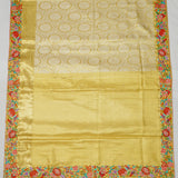 Gold Kanchi Tissue With Border Petite Point Embroidery Saree