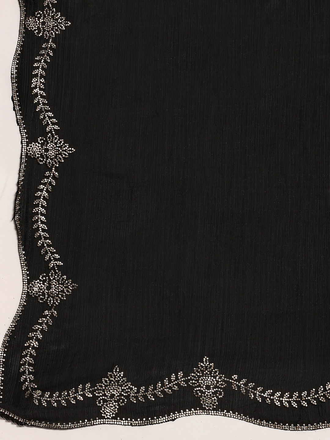 Neerus Black tissue hand embroidered saree - detail view 3